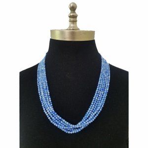 Vtg Faceted 6 Strand Stone Clasp Necklace